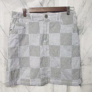 Croft & Barrow Blue Gray Striped Patchwork Skirt Skort Size 6